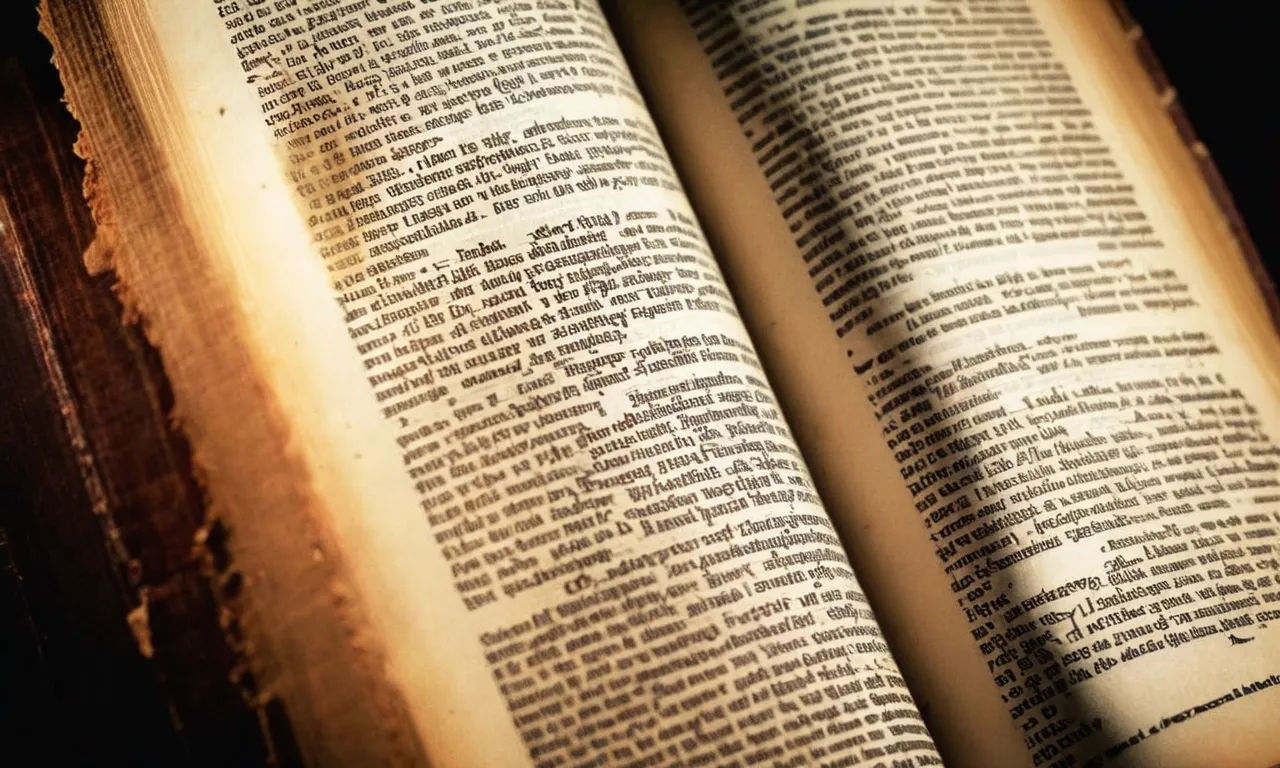 A close-up photo of a worn Bible page, showcasing a highlighted verse fragment, symbolizing the art of selectively quoting and emphasizing specific parts of scripture.