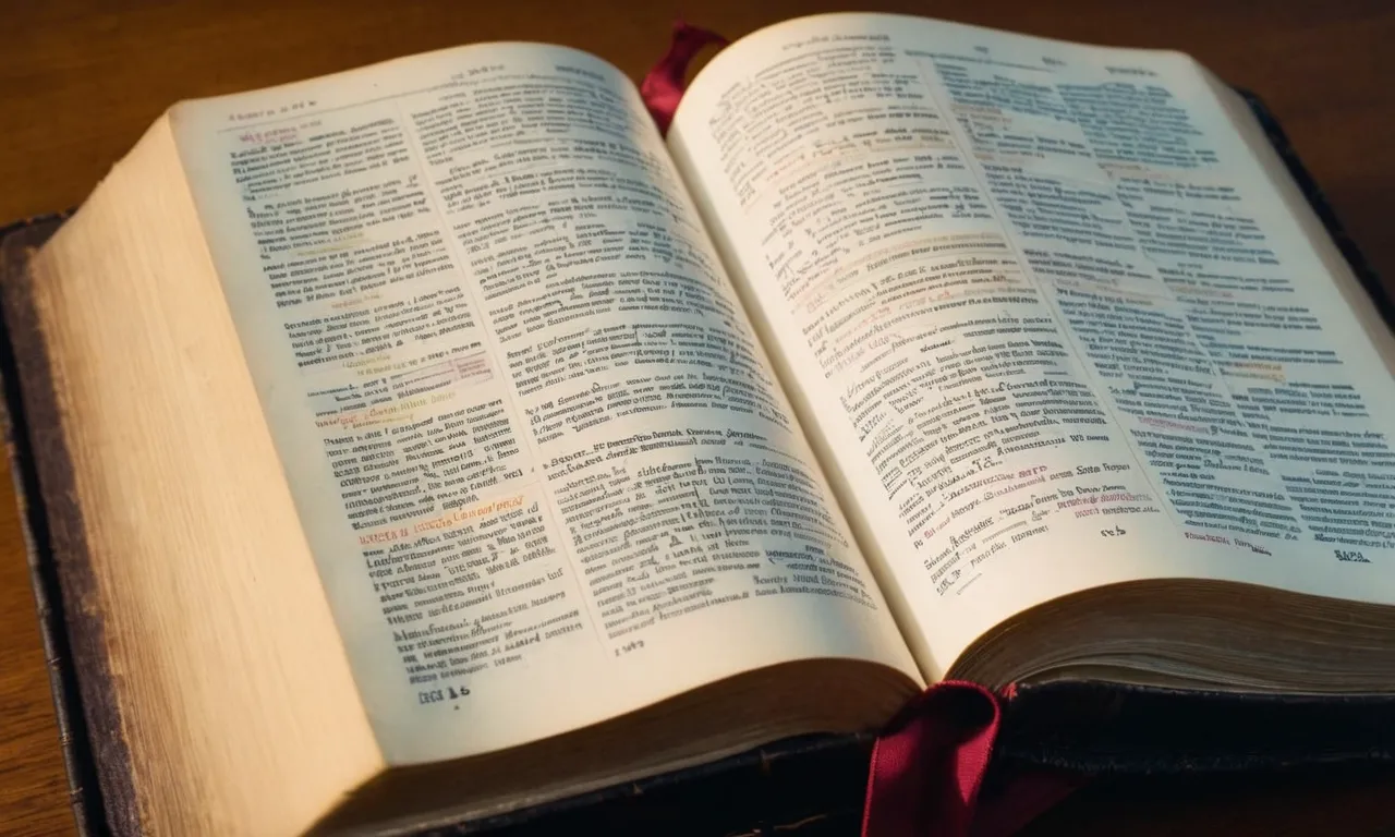 A photo showcasing an open Bible with highlighted passages, depicting the concept of variance in the Bible, symbolizing diverse interpretations and perspectives on its teachings.