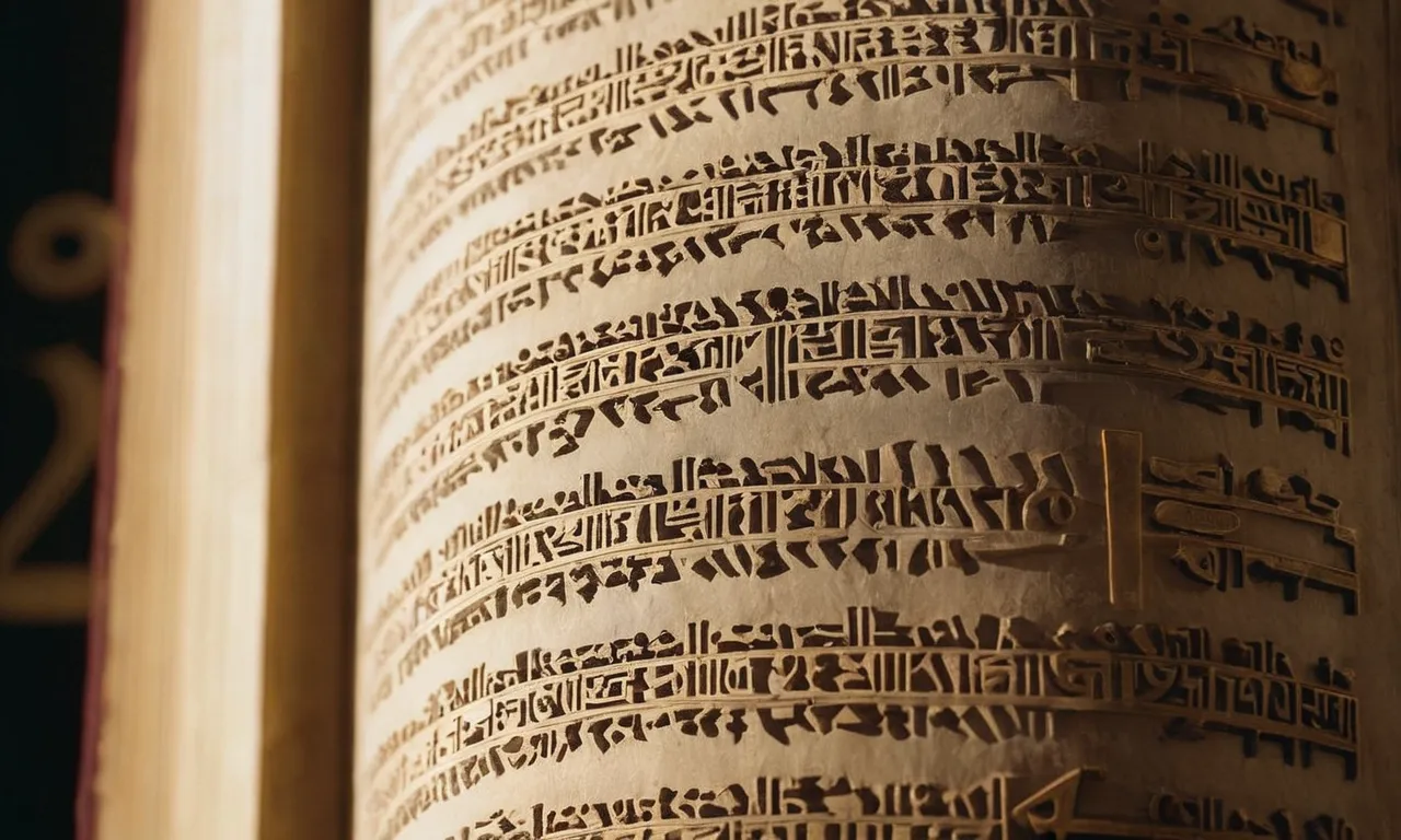 A close-up photograph capturing an ancient script from the book of Genesis, emphasizing the mention of Rebekah, showcasing her significance in shaping the lineage of the Israelite nation.
